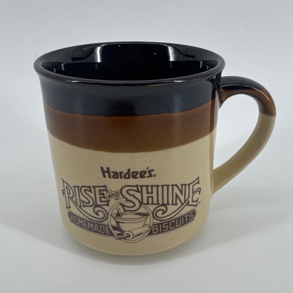 Hardee's Vintage 1989 Rise and Shine Biscuits Ceramic Brown Coffee Mug
